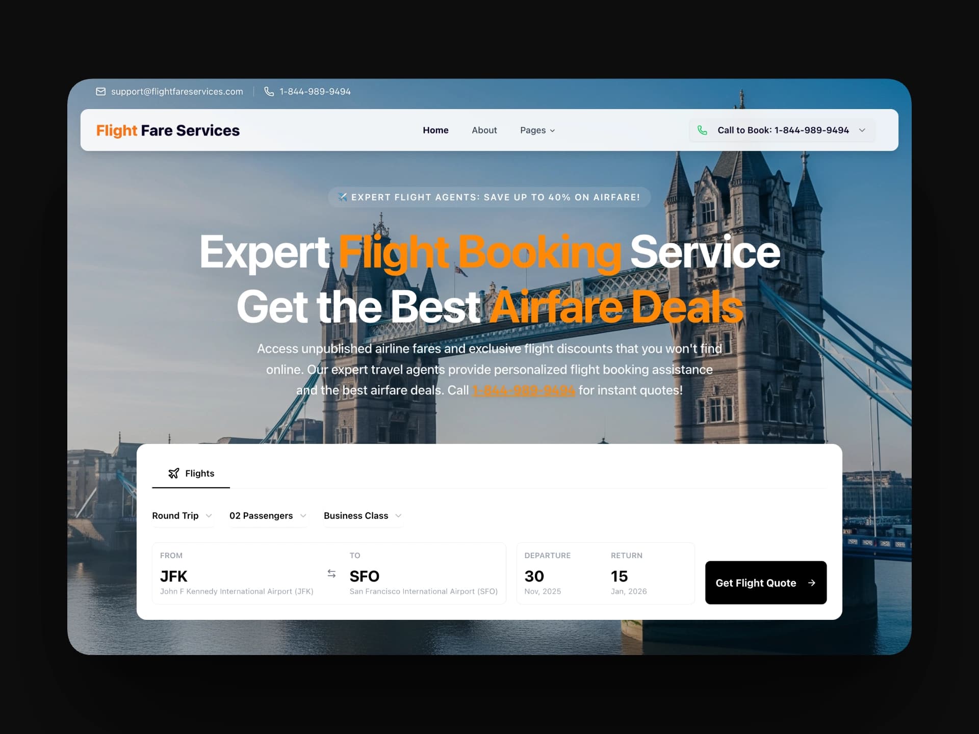 FlightFare product interface